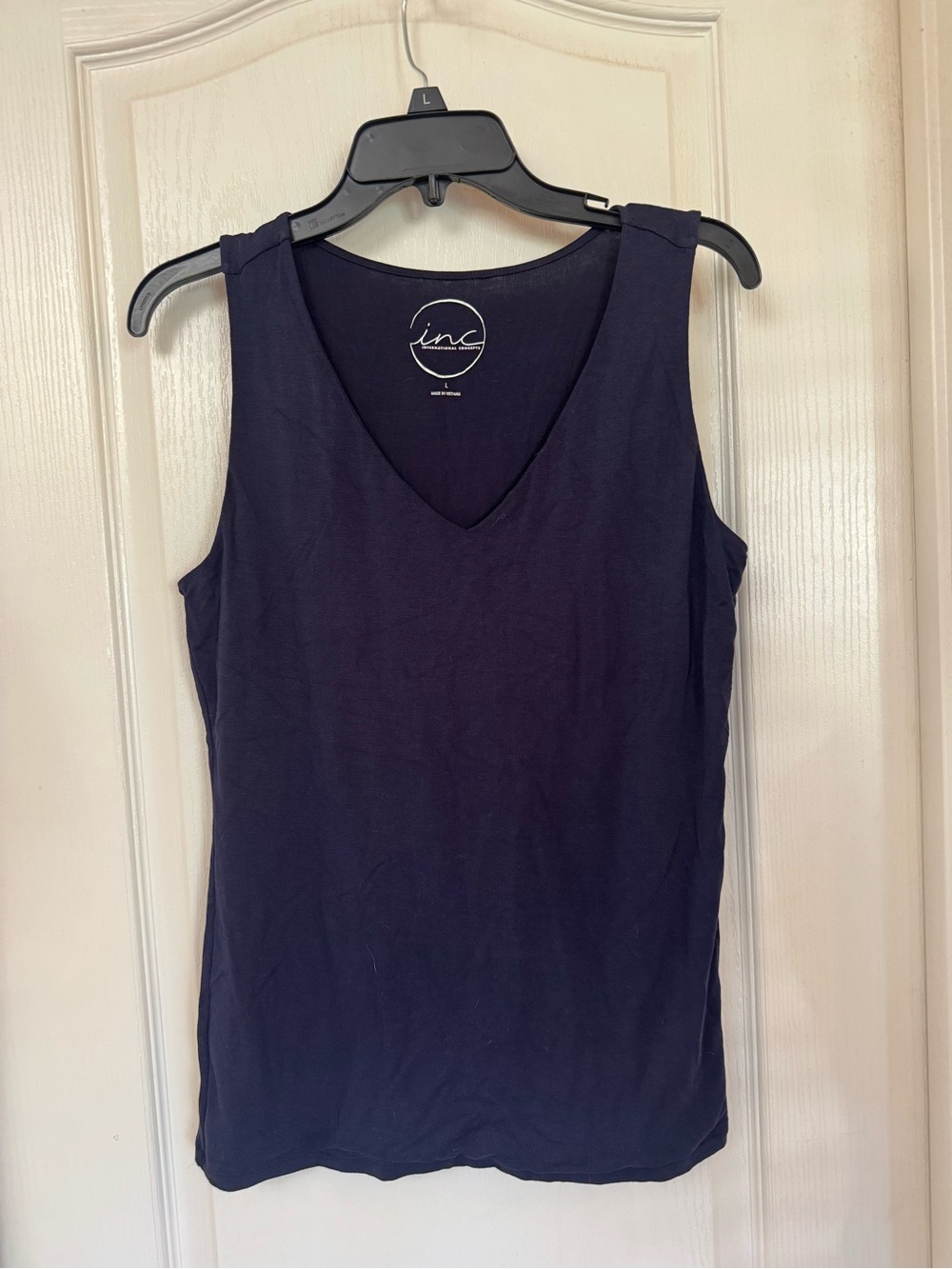 INC International Concepts Dark Navy V-Neck Sleeveless Tank